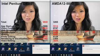 AMD A129800 vs Intel Pentium G4560 PCMARK 10 run Productivity Webbrowsing ect [upl. by Adyam428]