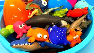 Prehistoric Meets Oceanic Dinosaur Toys and Sea Animals Tub Fun [upl. by Sukul]