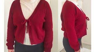 V yaka crop hırka yaka crop cardigan  4bölüm  lastik çıkarma ve fiyonk ipi yapılışı [upl. by Aveer]