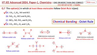 𝐐𝟕 The options in which at least three molecules follow Octet Rule isareA CO2 C2H4 NO and [upl. by Russon418]