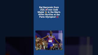 Rai Benjamin from USA won Gold Medal in the Mens 400m Hurdles at Paris Olympics olympics2024 race [upl. by Euqirat]