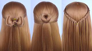 Easy And Unique Hairstyle For Wedding And Prom  Simple Waterfall Braid Half Up Half Down Tutorials [upl. by Bachman542]