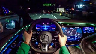 2022 MercedesAMG EQS  POV Night Drive Binaural Audio [upl. by Adnam]