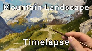 Mountain Landscape Timelapse  Oil Painting Demo [upl. by Efal149]