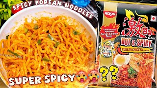 Nissin Geki Hot amp Spicy Korean Ramen  Spicy Korean Noodles Review  Chicken Flavoured Noodles [upl. by True]