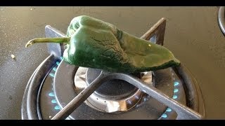 How to roast poblano peppers for chiles rellenos part 1 [upl. by Axel84]