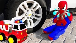 Freaky Joker Crushes Toy Truck Under Car with Spiderman Hulk amp Venom [upl. by Eloccin]