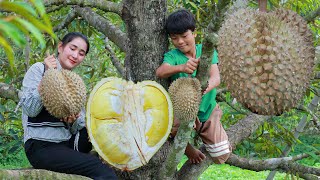 Giant fresh durian from the tree  amazing 2 recipes with big durian  Wonderful durian Fruit [upl. by Polinski760]