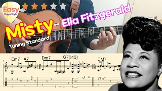 💗 Misty  Ella Fitzgerald 💗 Easy Jazz Fingerstyle Guitar Tutorial  TABChords  쉬운 재즈 핑거스타일 타브코드 [upl. by Alleuqram]