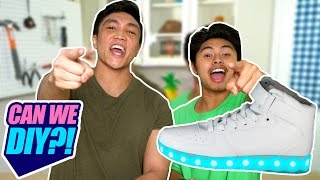 DIY LIGHT UP SHOES  CAN WE DIY [upl. by Yniatirb]