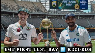 Border Gavaskar Trophy 1st Test Day 1️⃣ Records 🔥 indvsaus ausvsind testcricket viratkohli [upl. by Norford]