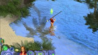 Lets Play The Sims Castaway Stories  Part 4  Jessica catches a fish for dinner [upl. by Ogdan]