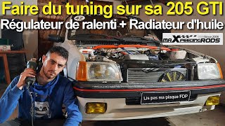 Montage du RADIATEUR DHUILE et du REGULATEUR DE RALENTI sur la 205 GTI [upl. by Froemming497]