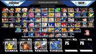 Super Smash Bros Crusade v095  Battle 327 Ristar vs Crash vs Rayan vs Mega Man [upl. by West]