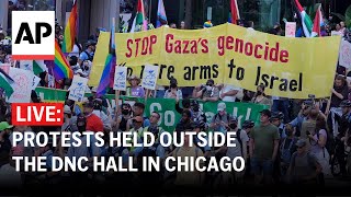 DNC LIVE Protests held outside the convention hall in Chicago [upl. by Arakihc737]