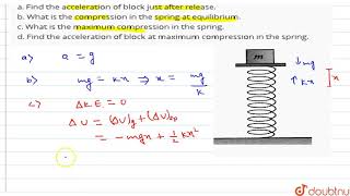 A block of mass m is suddenly released from the top of a spring of stiffness constant k [upl. by Alexis]