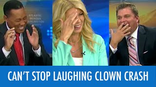 News Anchors Cant Stop Laughing At Clown Report [upl. by Enamrahs616]