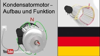 Kondensatormotor bzw Wechselstrommotor  Aufbau und Funktion [upl. by Lundeen]