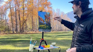 Plein Air Painting Gouache Impressionism Landscape Art  Fall Afternoon  Montana  Joe G Paintings [upl. by Madonia]