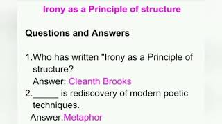 Irony as a Principle of structure questions and Answers [upl. by Ydurt897]