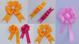 Easy Satin Ribbon Bows For Gifts Wrapping  How to Make Simple Bow  Decoration Gift Ideas [upl. by Fulbert]