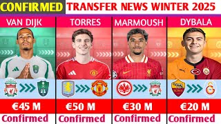 NEW CONFIRMED TRANSFERS AND RUMOURS WINTER 2025🤑🔥ftVANDIJKTORRESMARMOUSHDYBALA [upl. by Nwahsd]