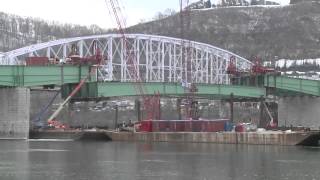 Hulton Bridge Strand Jacking  Time Lapse [upl. by Alliuqaj852]