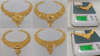 Necklace Designs In Gold With Weight And Price  Light Weight Necklace Picture [upl. by Adyan]