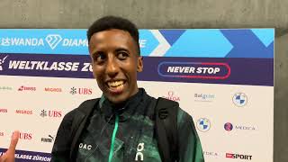 Yared Nuguse After Running Down Jakob Ingebrigtsen in 1500m at Zurich Diamond League [upl. by Euqinomahs]