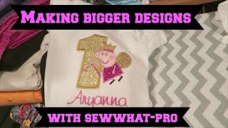 HOW TO MAKE DESIGNS BIGGER ON SEW WHAT PRO EMBROIDERY PE770 PE800 daily vlog  July 5 2016 [upl. by Ossy]