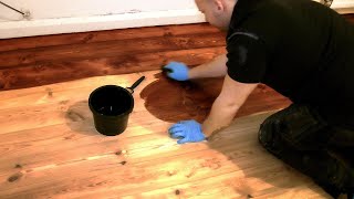 How to Stain a Wooden Floor pro method for DIY [upl. by Asilaj]