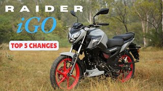 TVS Raider igo 125  Top 5 Changes [upl. by Einned]