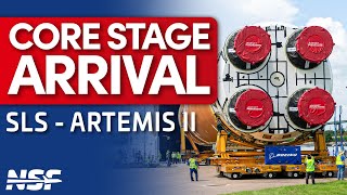 NASA Rolls Artemis II SLS Core Stage to the VAB [upl. by Atsyrhc]