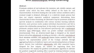 Intelligent Proximate Analysis of Coal Based on Near Infrared Spectroscopy and Multioutput Deep Lear [upl. by Archibold92]