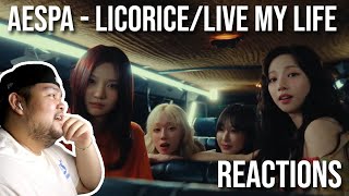 REACTION to aespa 에스파  Licorice  Live My Life Universe [upl. by Idnym171]