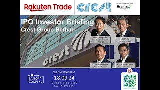 Rakuten Trade Ideas 🎯 Webinar  Crest Group Berhad [upl. by Fillender]