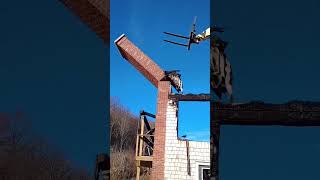 Goodbye Chimney construction chimney brickwork demolition hardhat asmrsounds [upl. by Alleroif798]