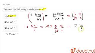 Convert the following speeds into m s1  CLASS 8  KINEMATICS  PHYSICS  Doubtnut [upl. by Klos]