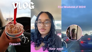 Vlog  first weekend of 2024 Hair appt ice cream more [upl. by Martella]