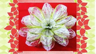 Flores de Navidad Kanzashi en organza Christmas kanzashi flowers in ribbons [upl. by Salomo]