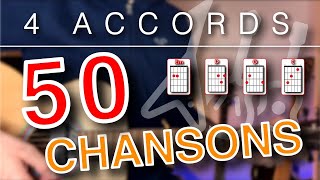 50 chansons avec 4 accords faciles à la guitare pour débutants [upl. by Jansson]