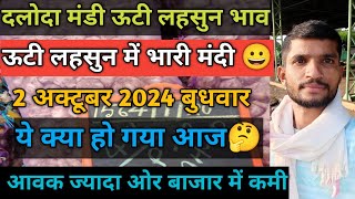 दलोदा मंडी आज का ऊटी बिजवारा लहसुन का भाव2 अक्टूबर 2024 बुधवारDalauda mandi ooty bijwara bhav [upl. by Adnuhsar554]