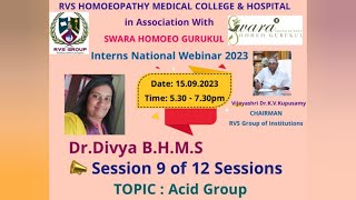 Acid remedies in Homeopathy I Dr Divya I RVS Homeo College Coimbatore [upl. by Akinyt]