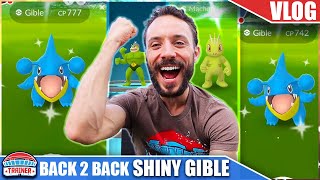 BACK TO BACK SHINY GIBLE RAIDS MACHOP COMMUNITY DAY WINS  Pokémon GO Vlog [upl. by Haswell]