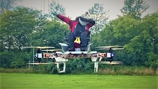 JOYSTICKS  One Man Octocopter Prototype manned drone  multicopter [upl. by Enak]