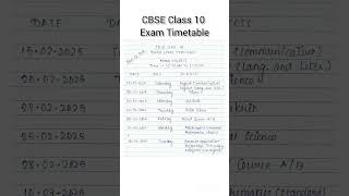 CBSE class 10 board exam 2025 timetable out cbseclass10 examtimetablecbse2025timetable2025short [upl. by Eelaras613]