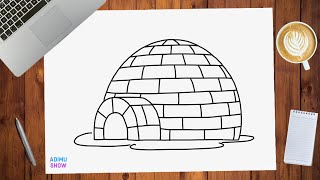 How To Draw an Igloo House  step by step tutorial [upl. by Anwahsar]