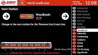 SMRT North South Line Train Announcement [upl. by Eilliw]