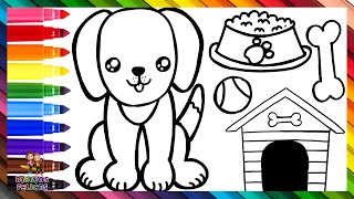 Dibuja y Colorea 3 Lindos Perros Con Accesorios 🐶🐾🦴🐕🥫🏡🌈 Dibujos Para Niños [upl. by Secundas]