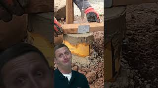 Deck beam post concrete footings with brackets Also SLUMP construction diy concrete [upl. by Ahsenhoj]